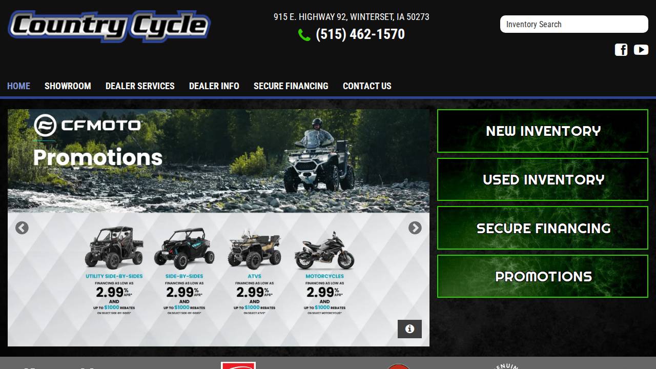 Country Cycles INC website screenshot