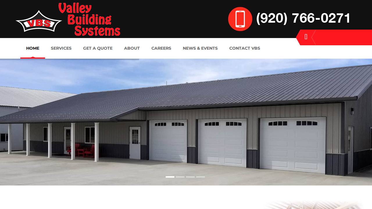 Valley Building Systems website screenshot