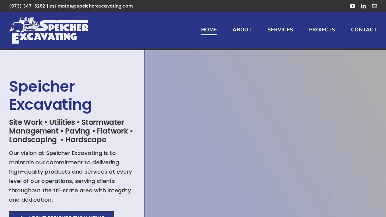 Speicher Excavating INC website screenshot