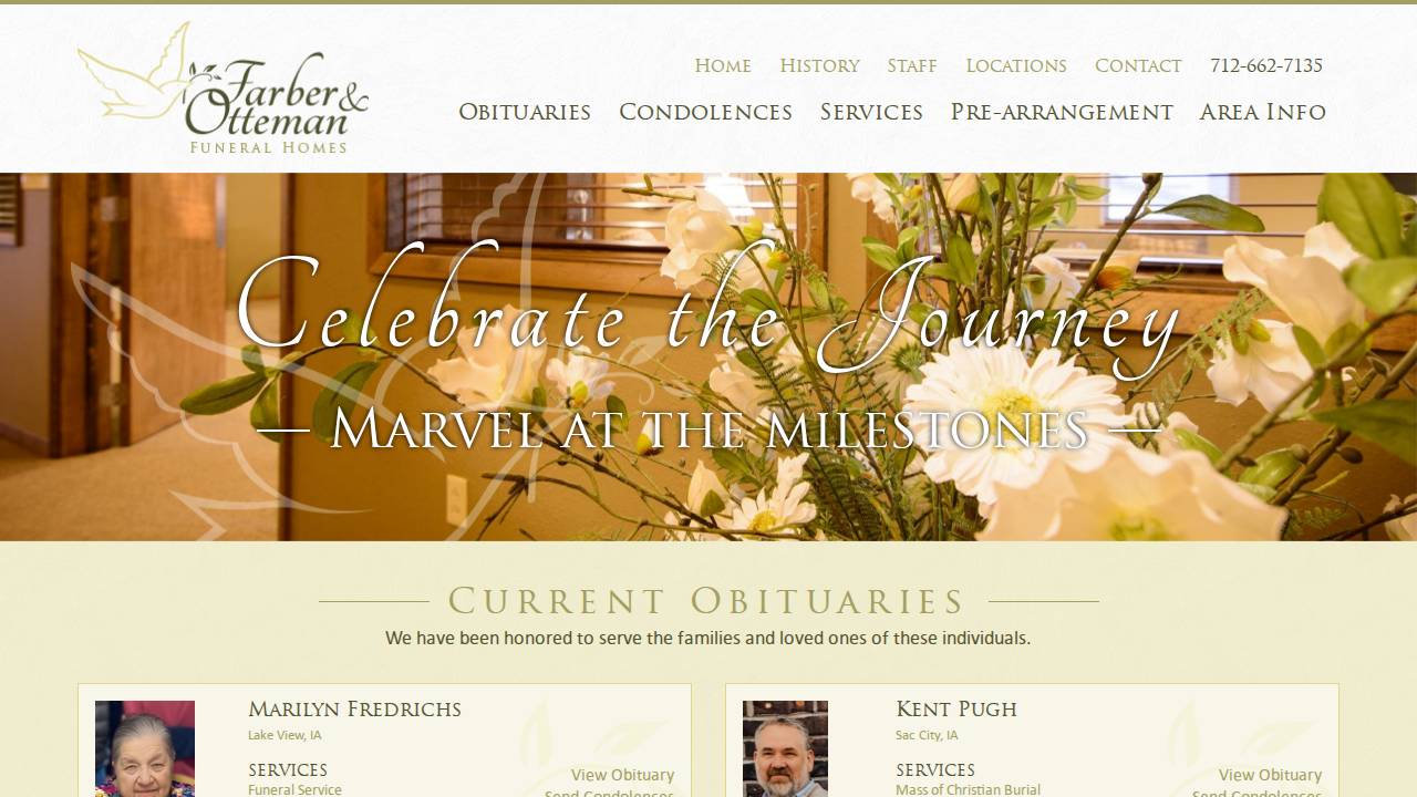 Farber & Otteman Funeral Home website screenshot