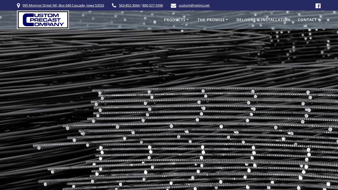 Custom Precast Company website screenshot