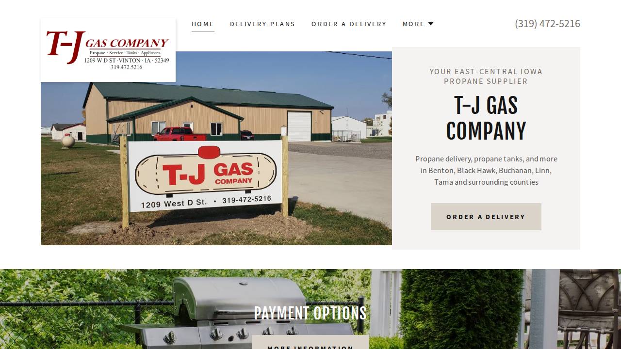 T-J GAS Company website screenshot