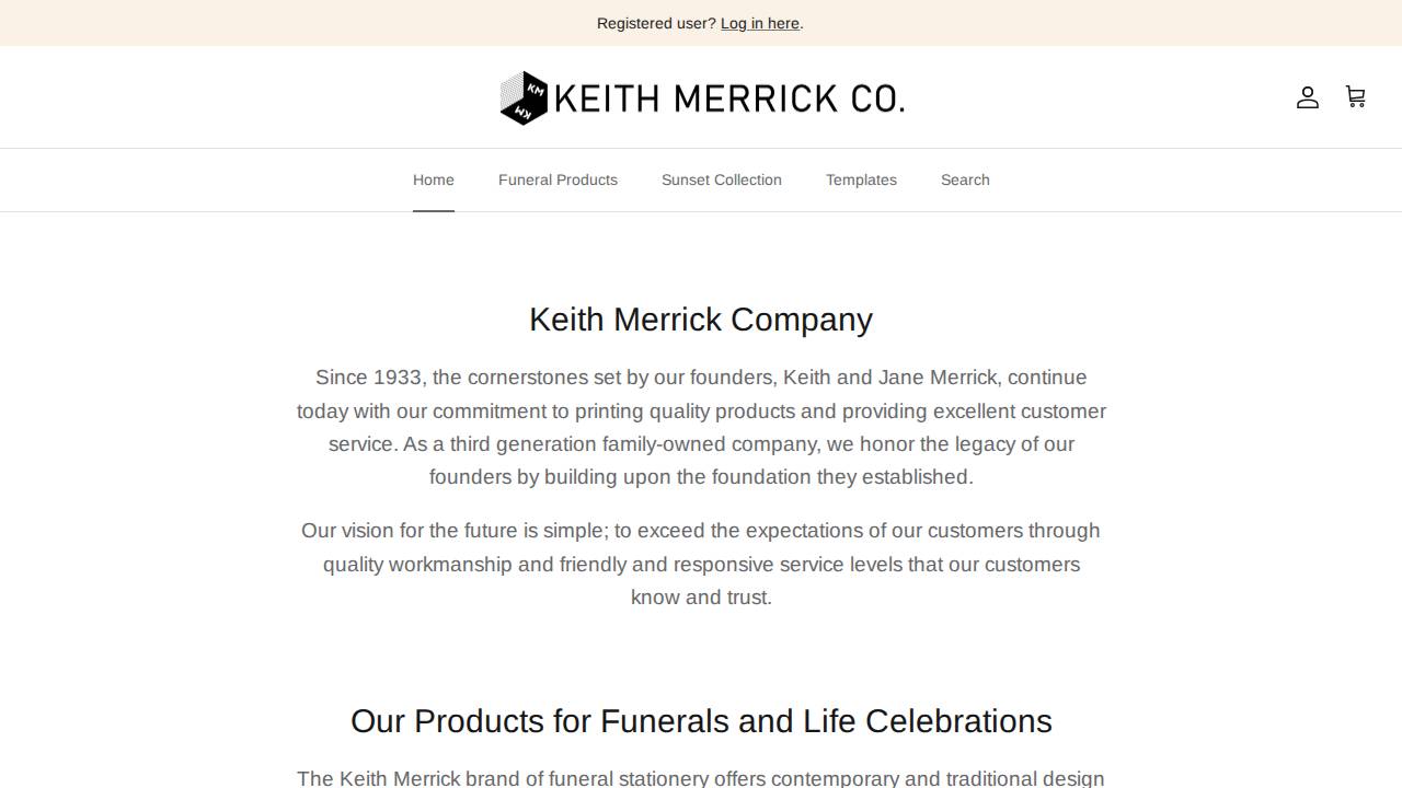 Keith M Merrick CO Inc, Keit website screenshot