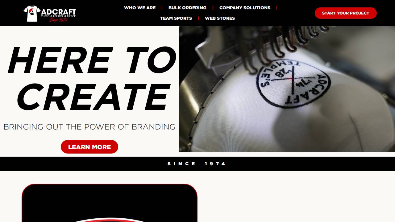 Adcraft Printwear CO INC website screenshot