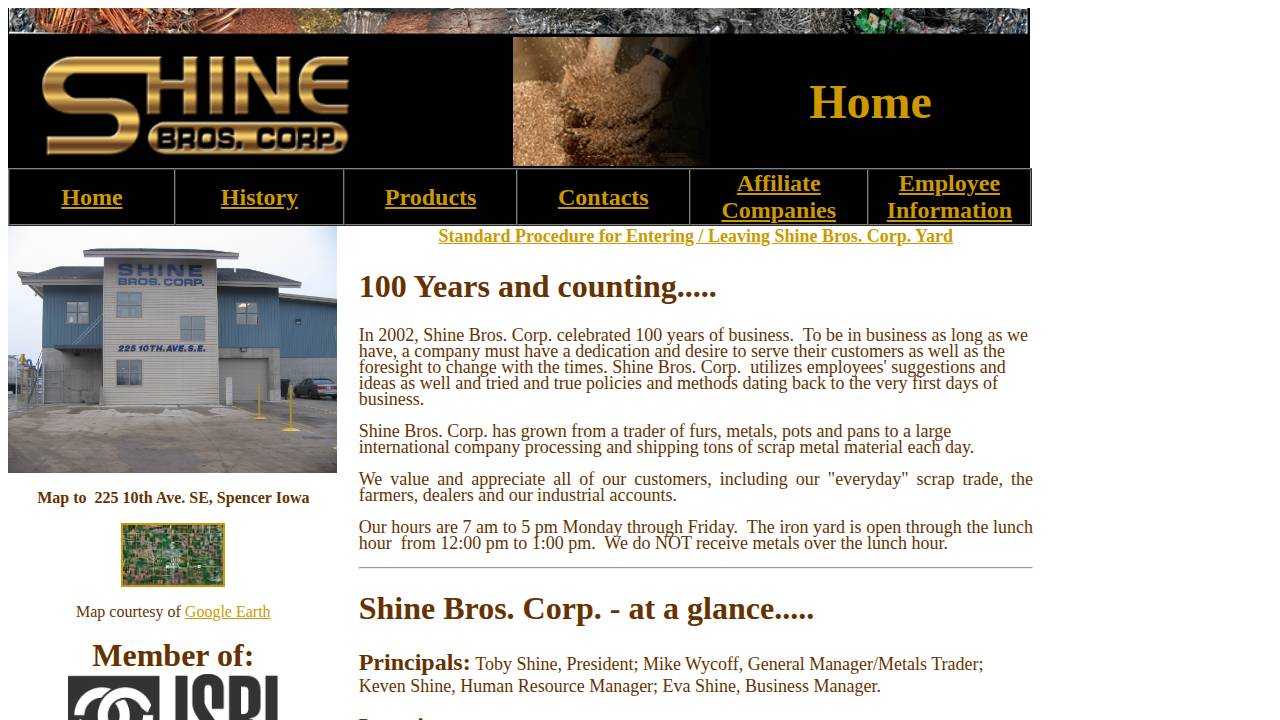 Shine Bros Corp website screenshot