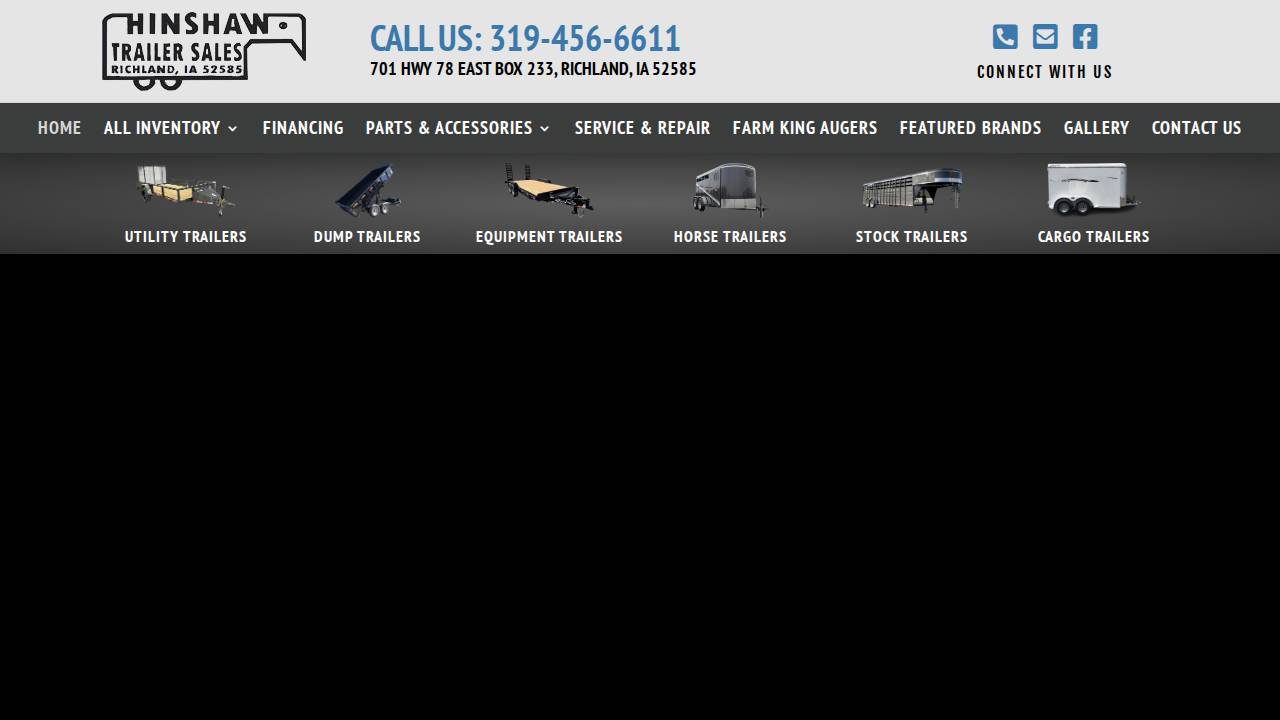 Hinshaw Trailer Sales website screenshot
