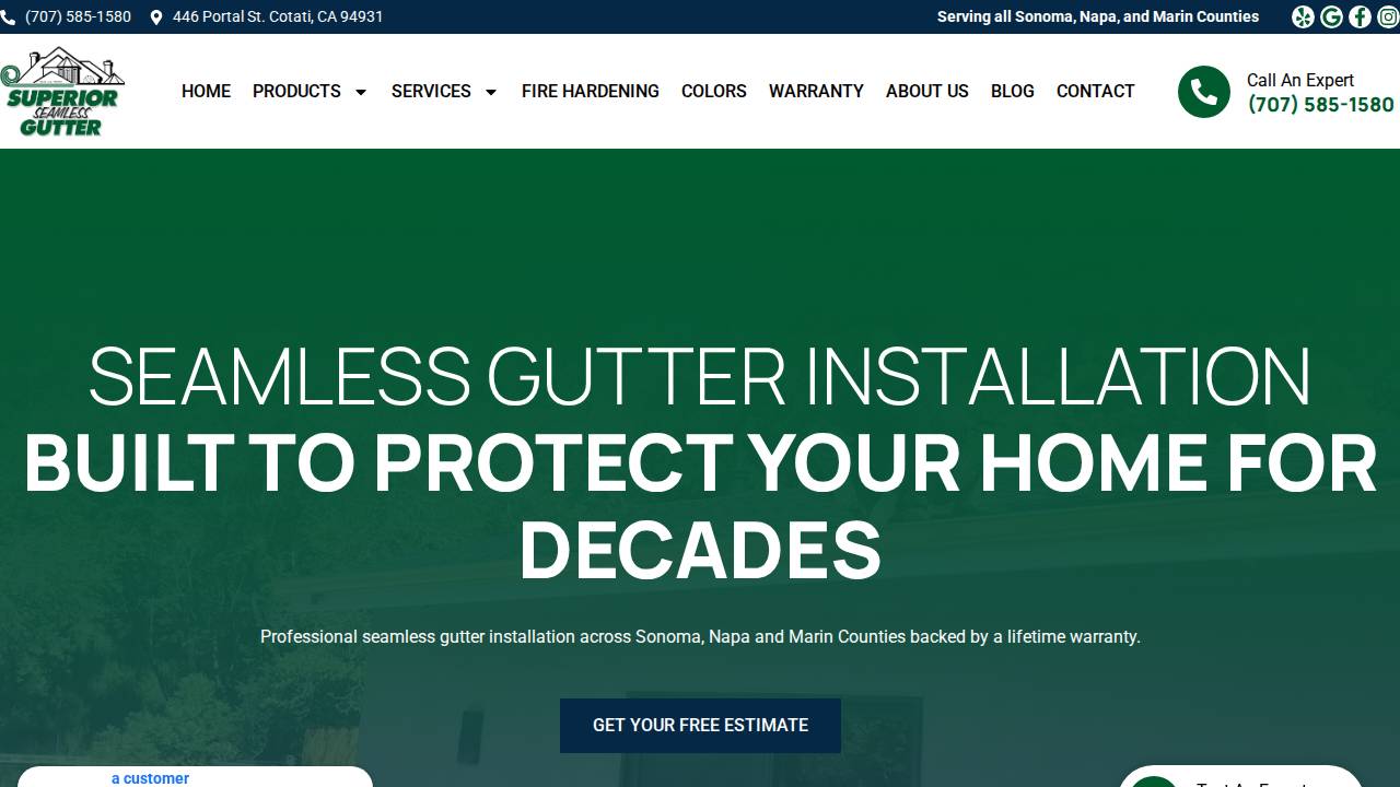 A Superior Seamless Steel Siding website screenshot