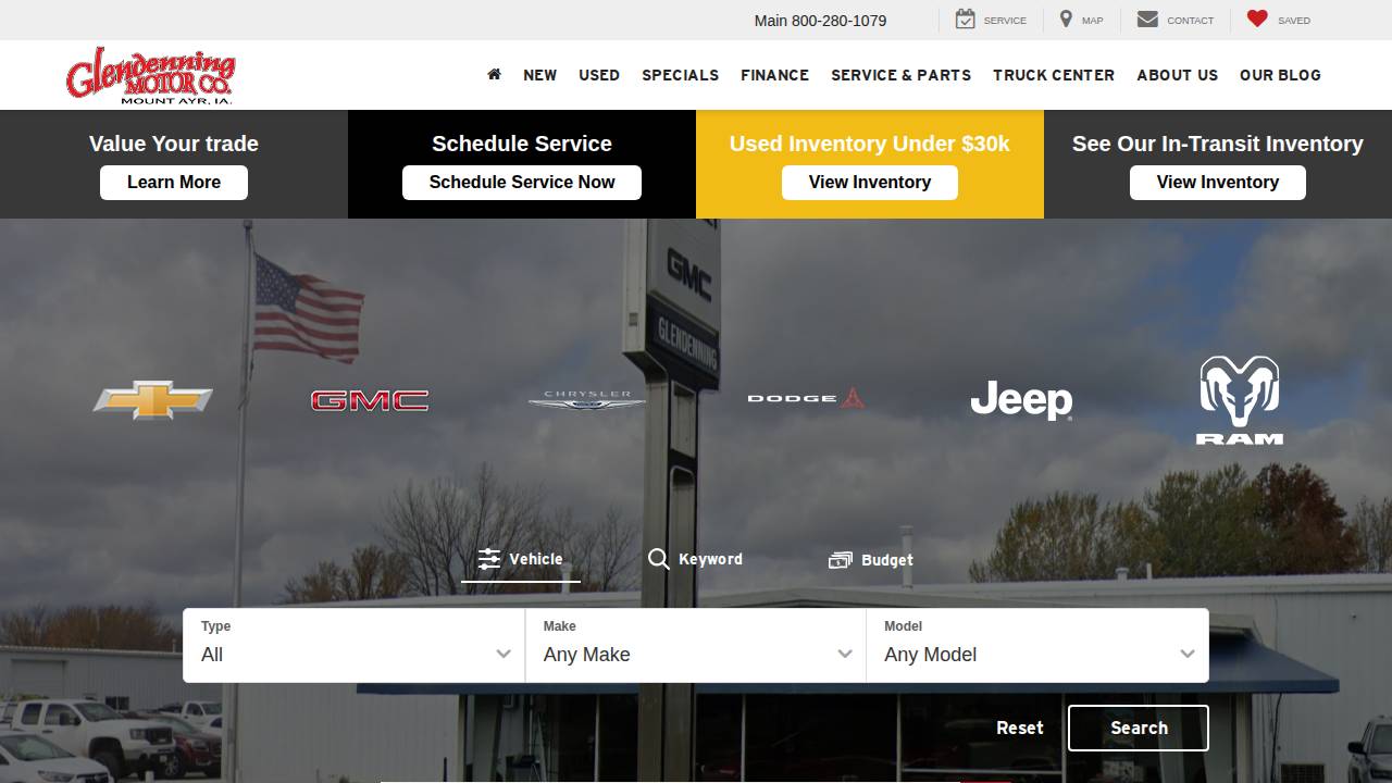 Glendenning Motor Company website screenshot