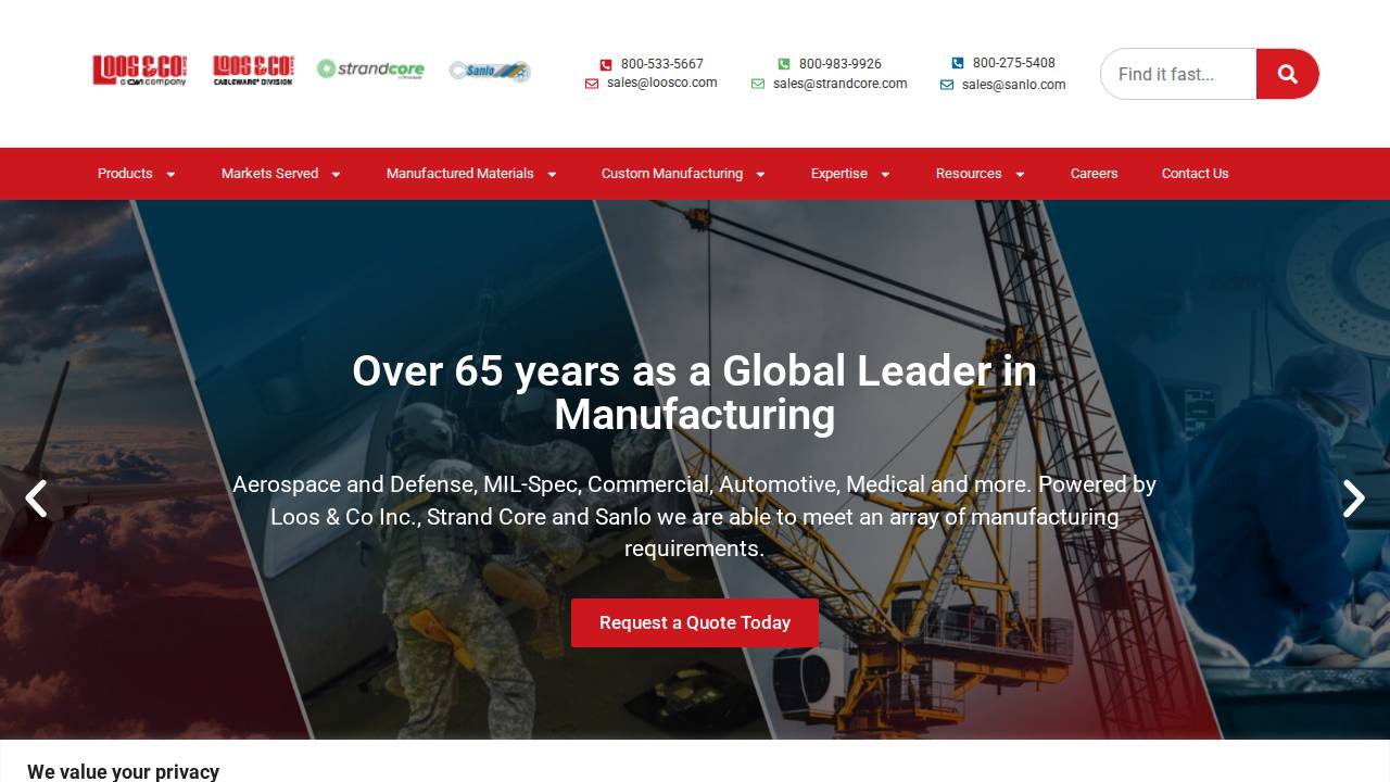 Loos Inc. website screenshot