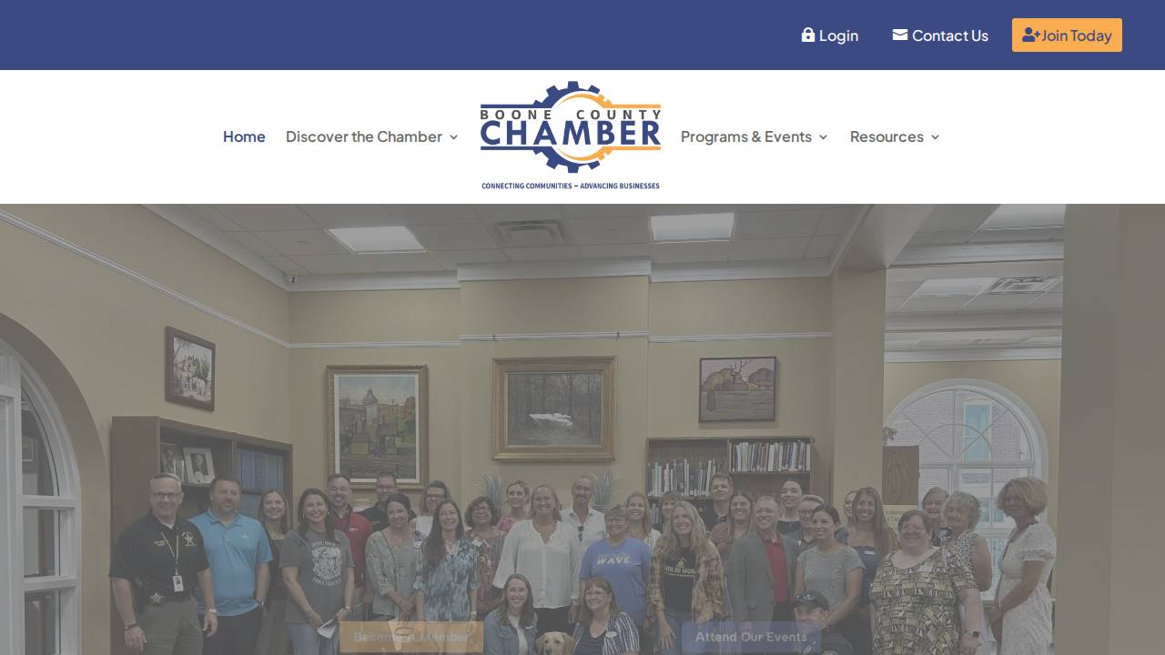 Boone Area Chamber OF Commerce website screenshot