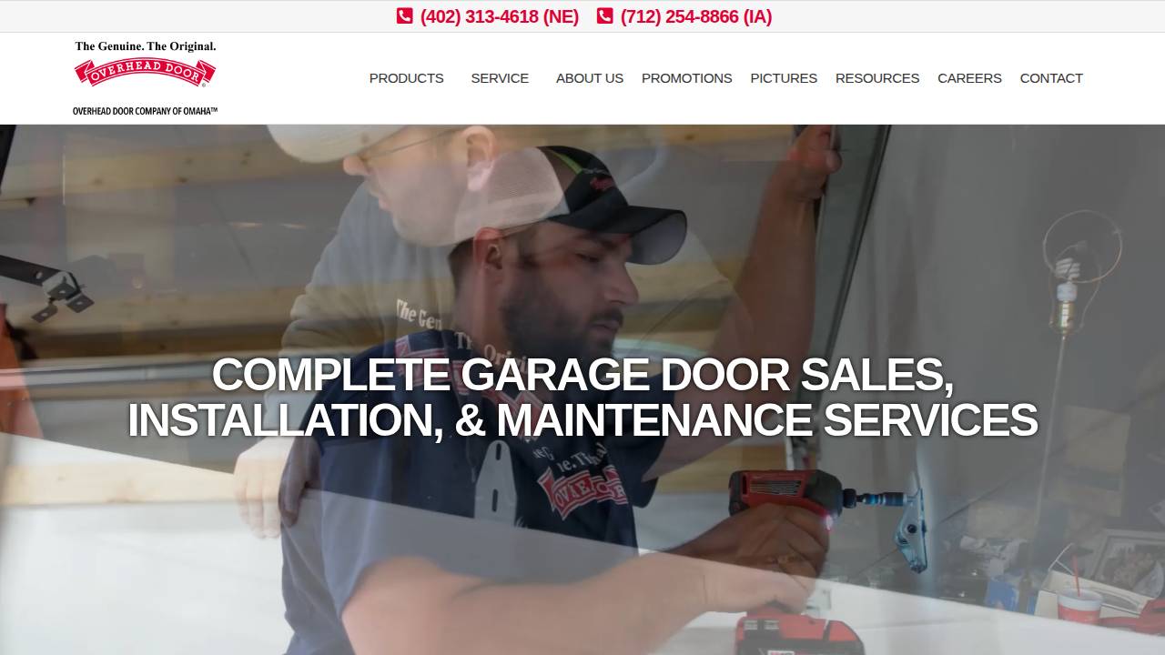 Overhead Door Corp OF Omaha website screenshot