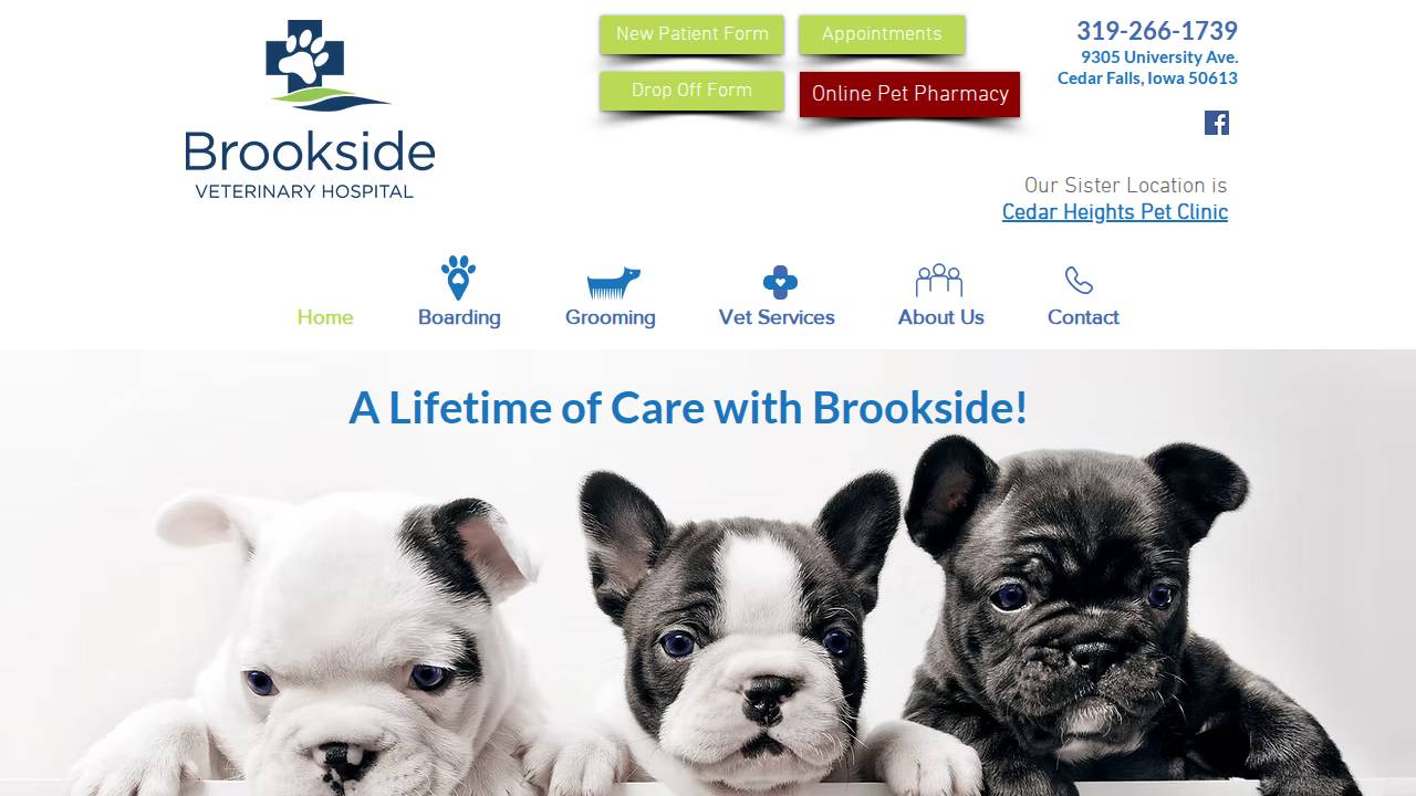Brookside Veterinary Center PC website screenshot