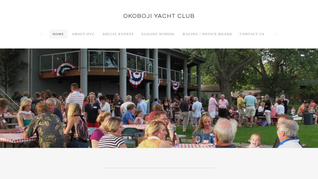 Okoboji Yacht Club website screenshot