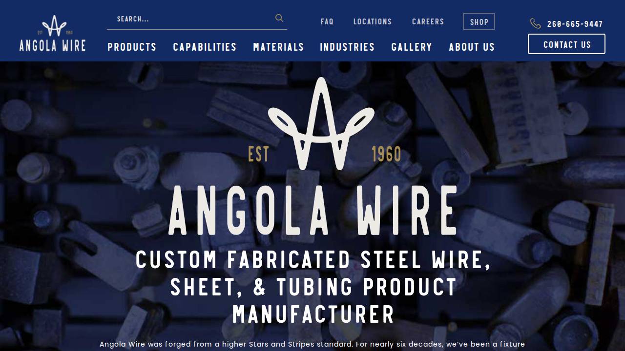 DIV OF Angola Wire Products website screenshot
