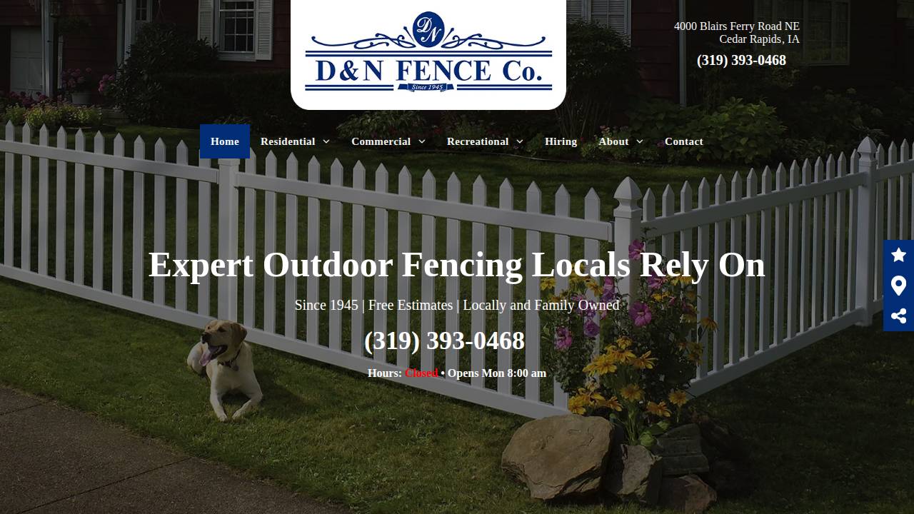D & N Fence Company INC website screenshot