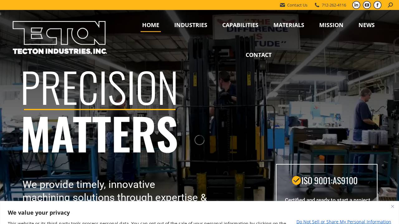 Tecton Industries INC website screenshot