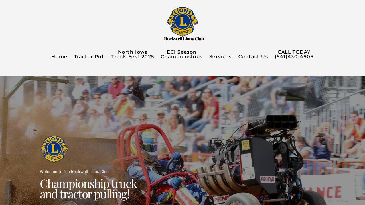 Rockwell City Lions Club website screenshot