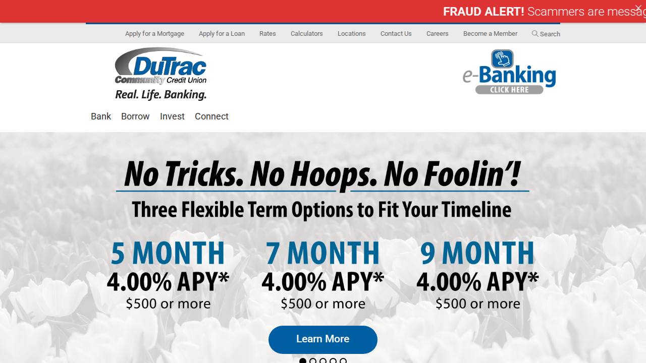 DU Trac Community Credit Union website screenshot