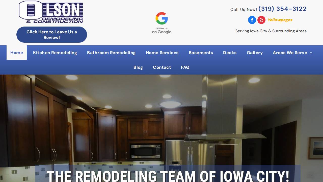 Olson Remodeling & Construction website screenshot