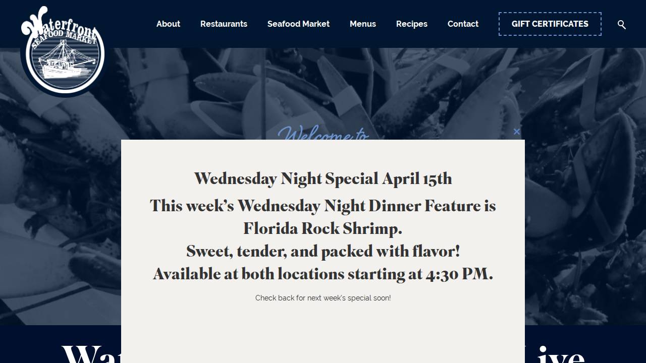Waterfront Seafood Market INC website screenshot