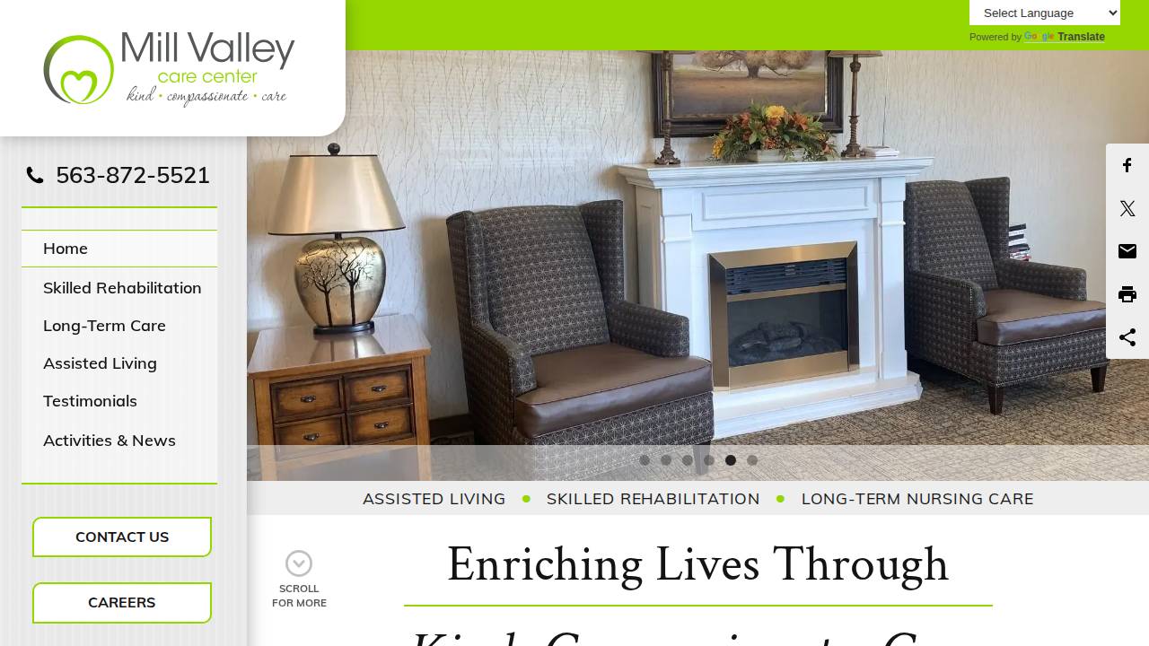 Riverview Development Corporation, Mill Valley Care Center website screenshot