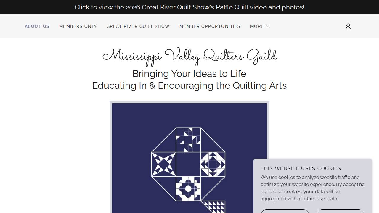 Mississippi Valley Quilters Guild website screenshot