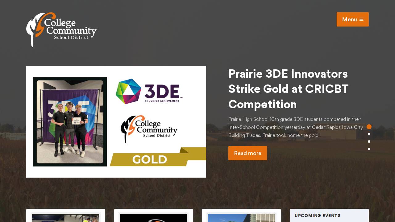 College Community School District website screenshot