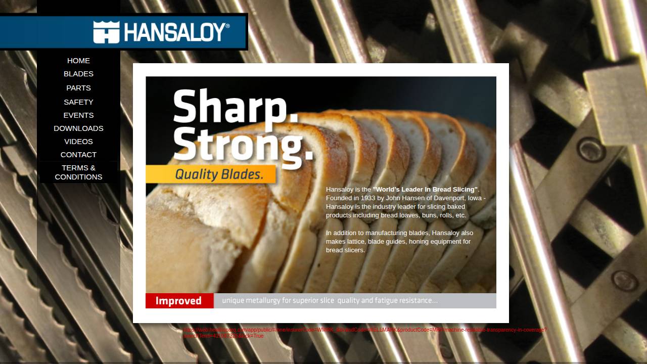 Hansaloy Corporation website screenshot