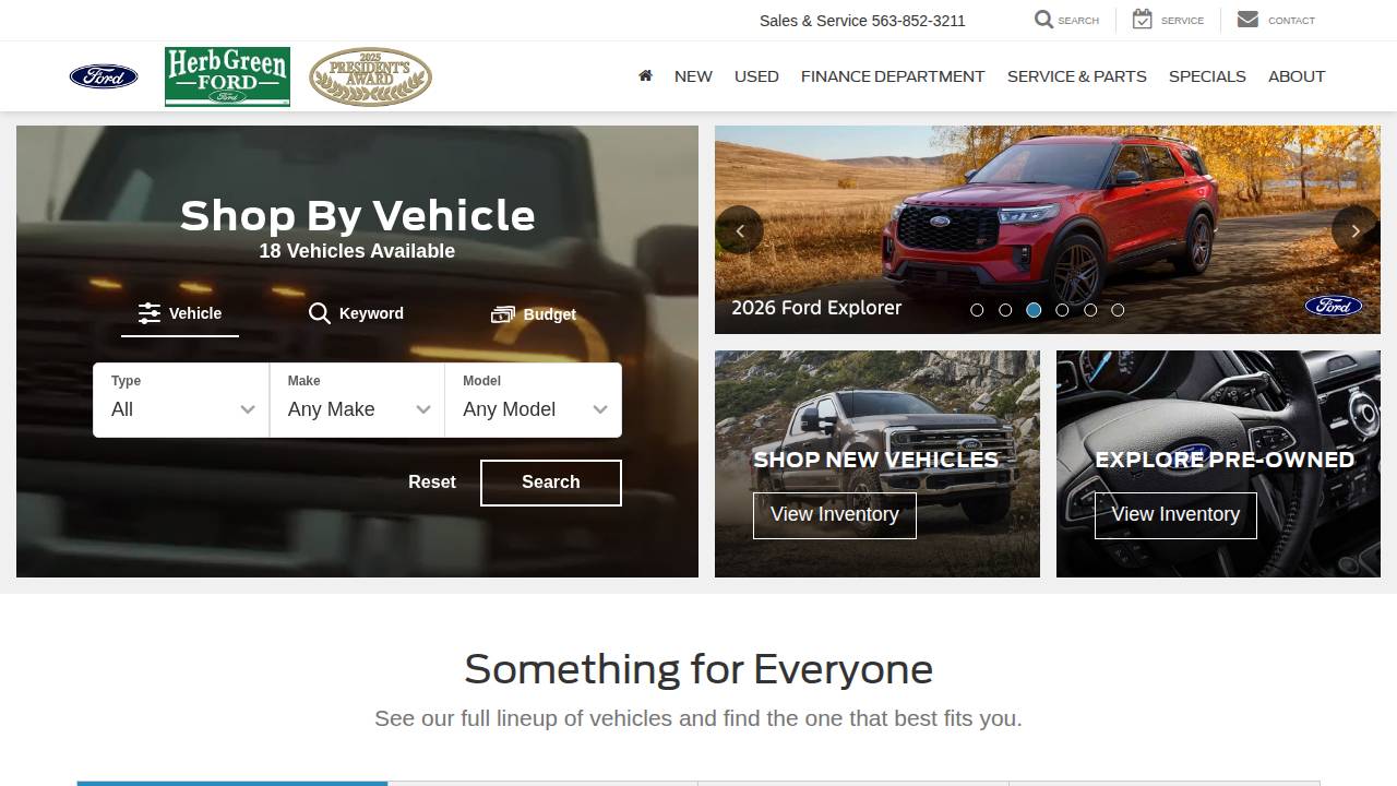 Herb Green Ford INC website screenshot