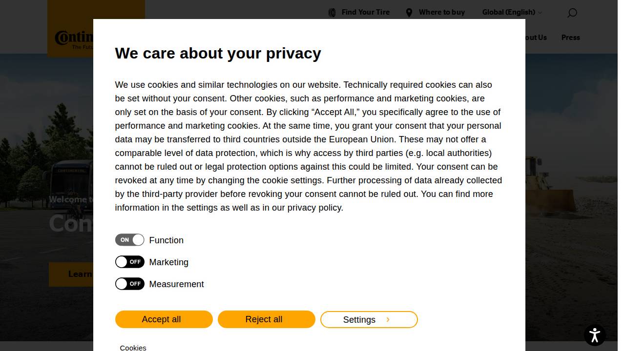 Continental Tire THE Americas LLC website screenshot