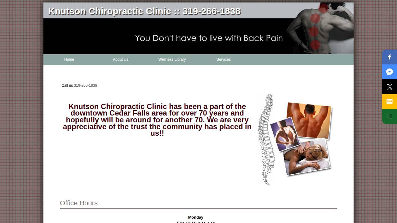 Knutson Chiropractic Clinic PC website screenshot