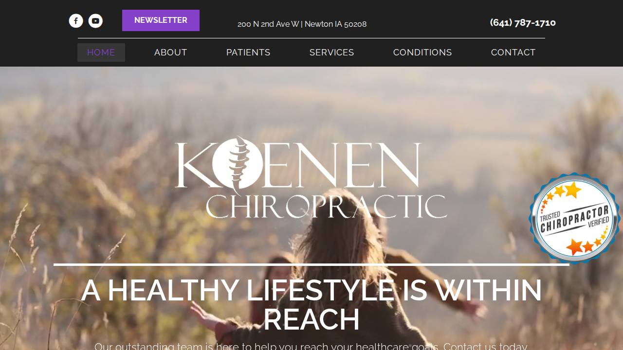 Koenen Chiropractic Clinic website screenshot