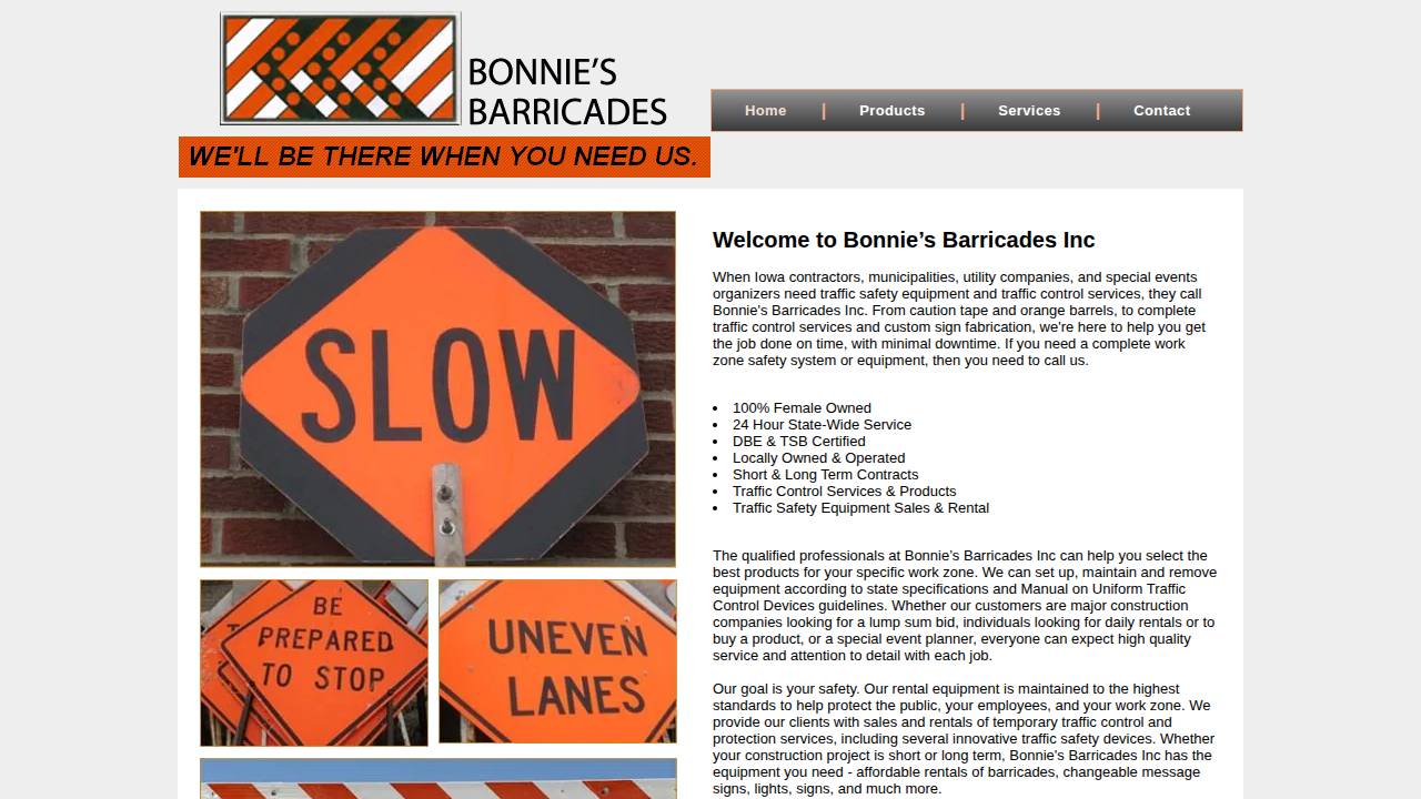 Bonnie's Barricades website screenshot