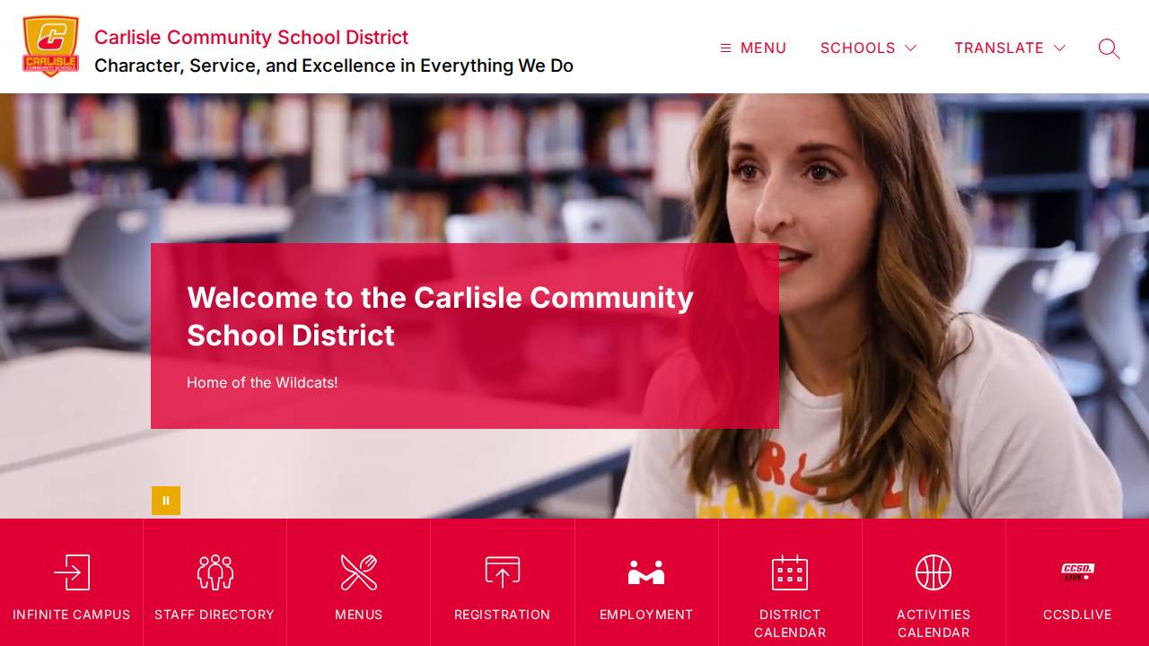 Carlisle Community School website screenshot