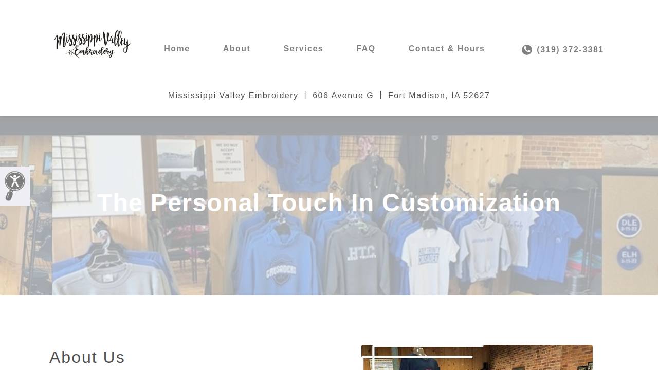 Mississippi Valley Embroidery website screenshot