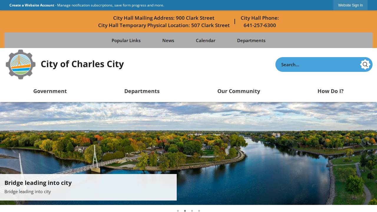 Chas City Park & Recreation BD, Park & Recreation Board website screenshot