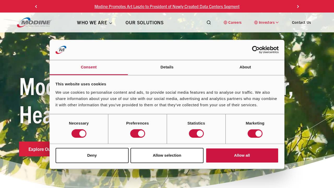 Modine Manufacturing Company website screenshot