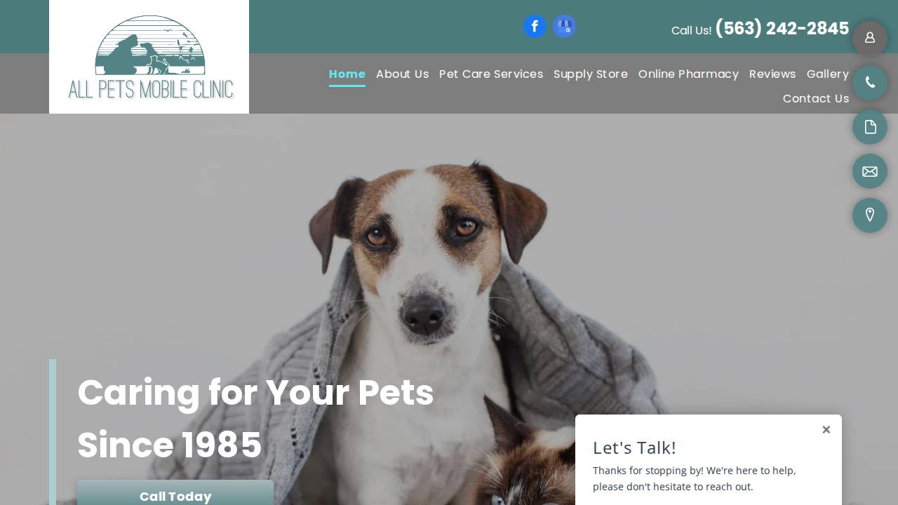 ALL Pets Mobile Clinic website screenshot