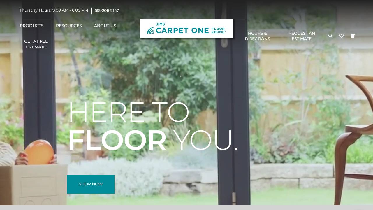Jim's Floor Covering Inc, Jims Carpet ONE website screenshot