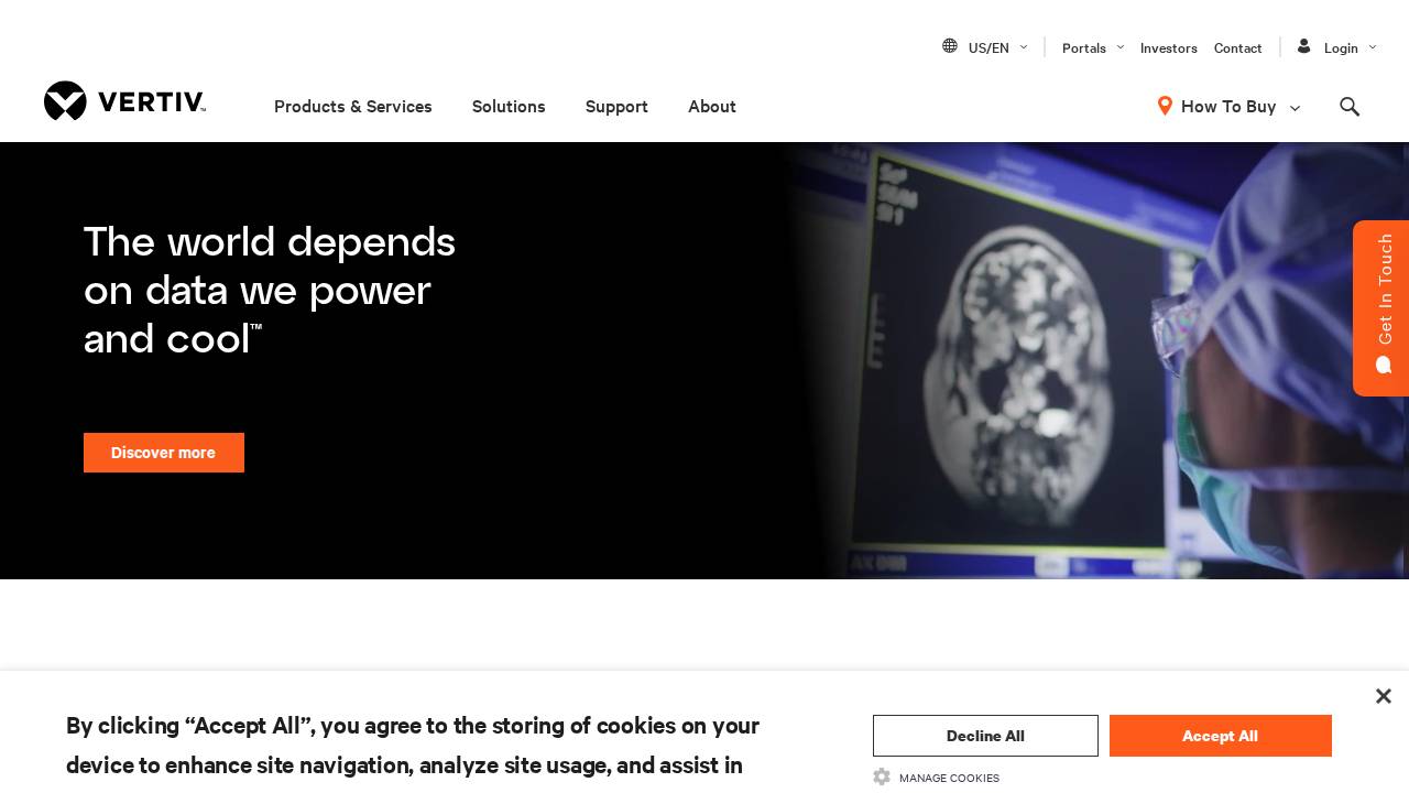 Vertiv Corporation & Affiliates website screenshot