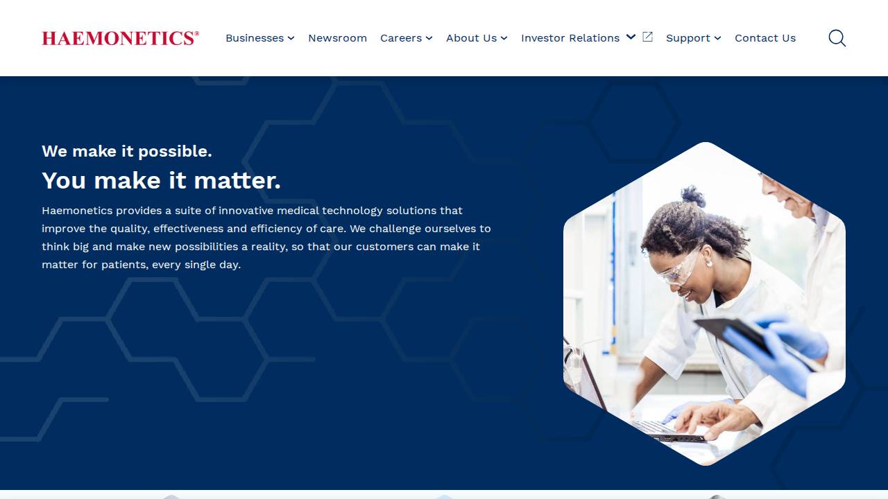 Haemonetics Corporation website screenshot