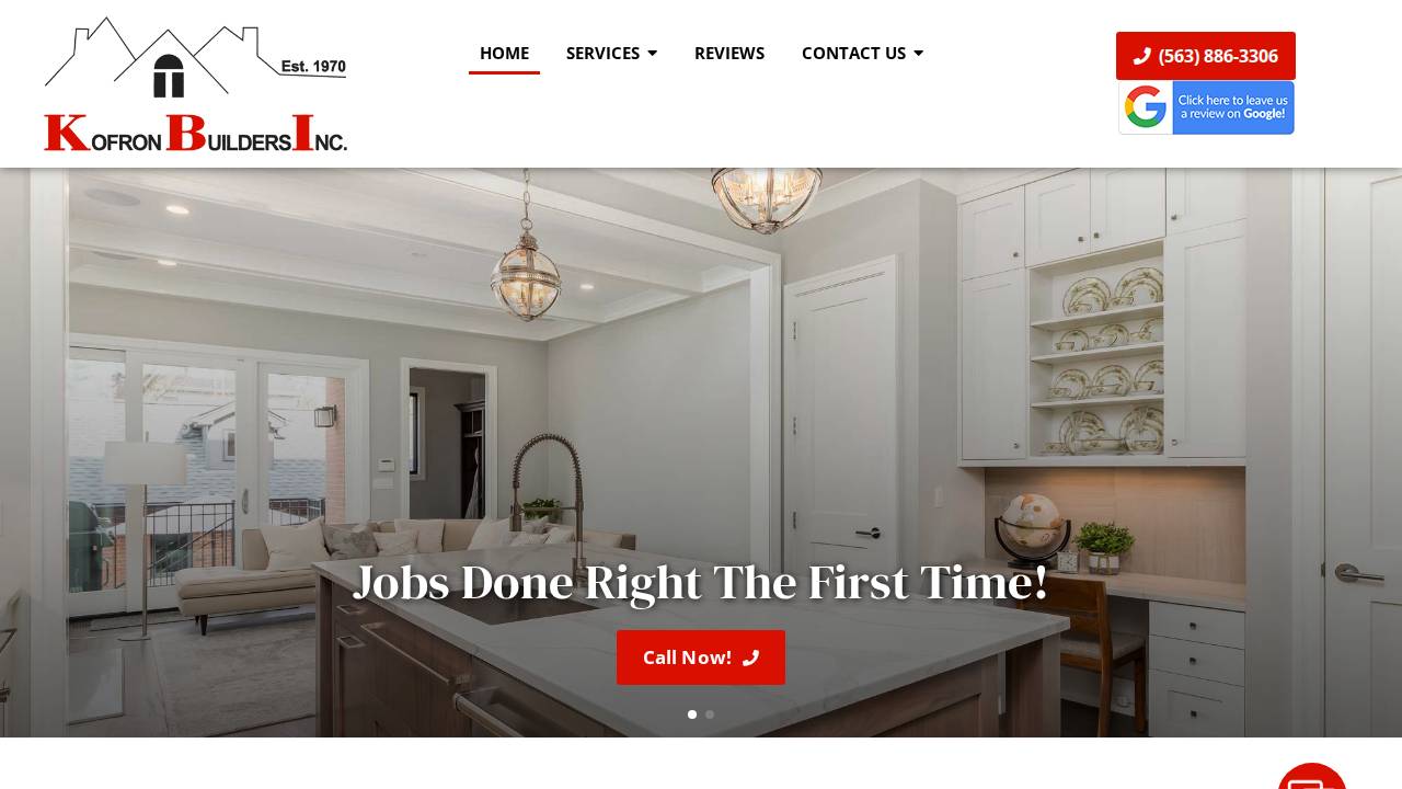 Kofron Builders INC website screenshot