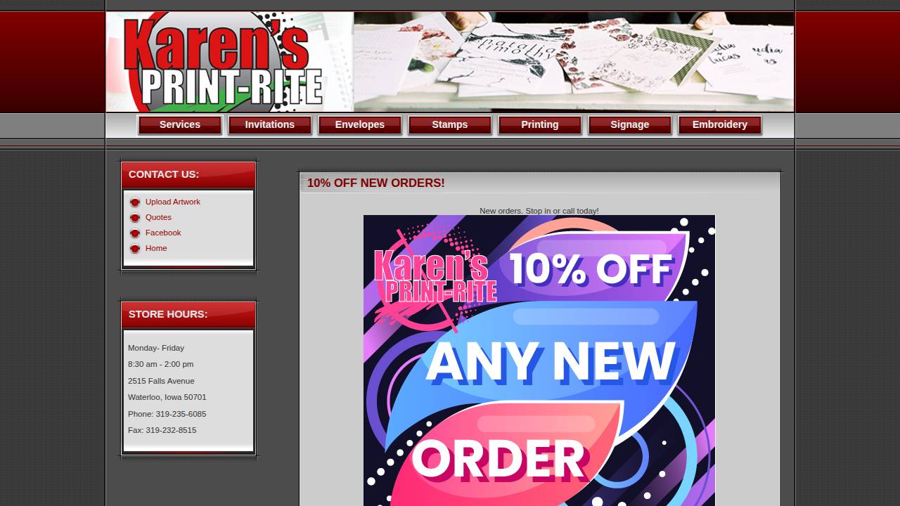 Wente Enterprises Corp, Karens Print Rite website screenshot
