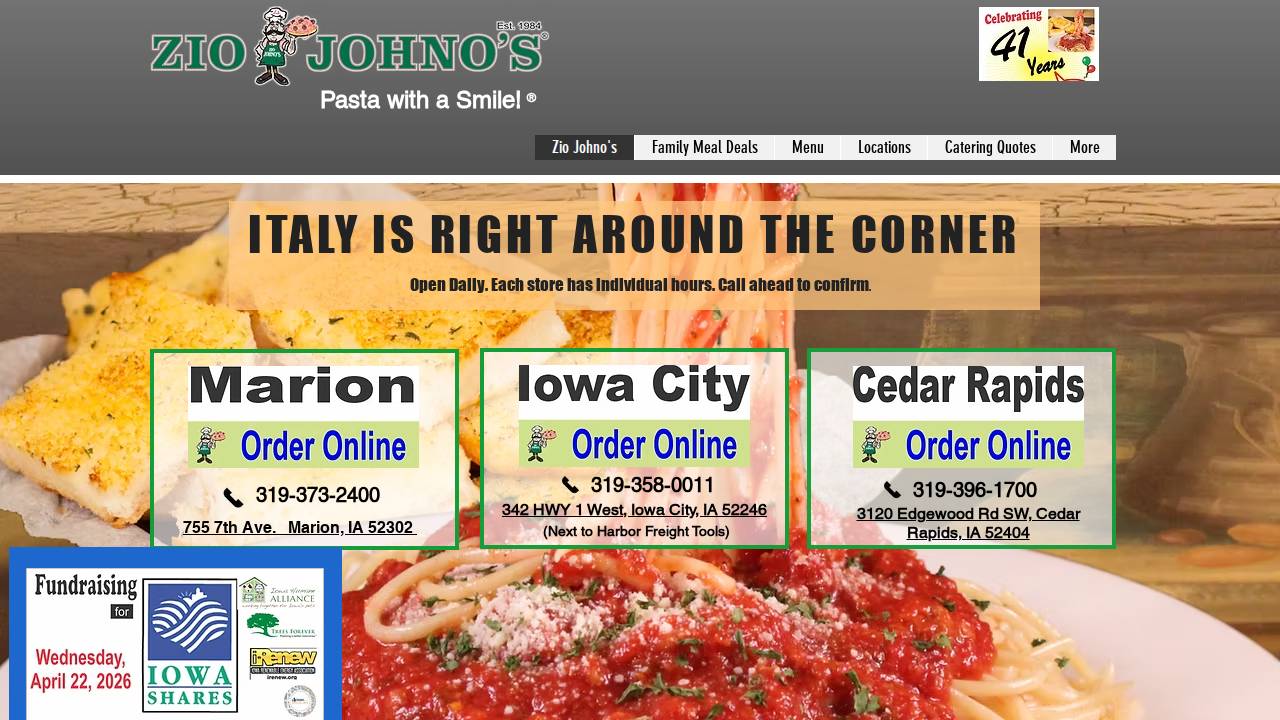 ZIO Johno's INC website screenshot