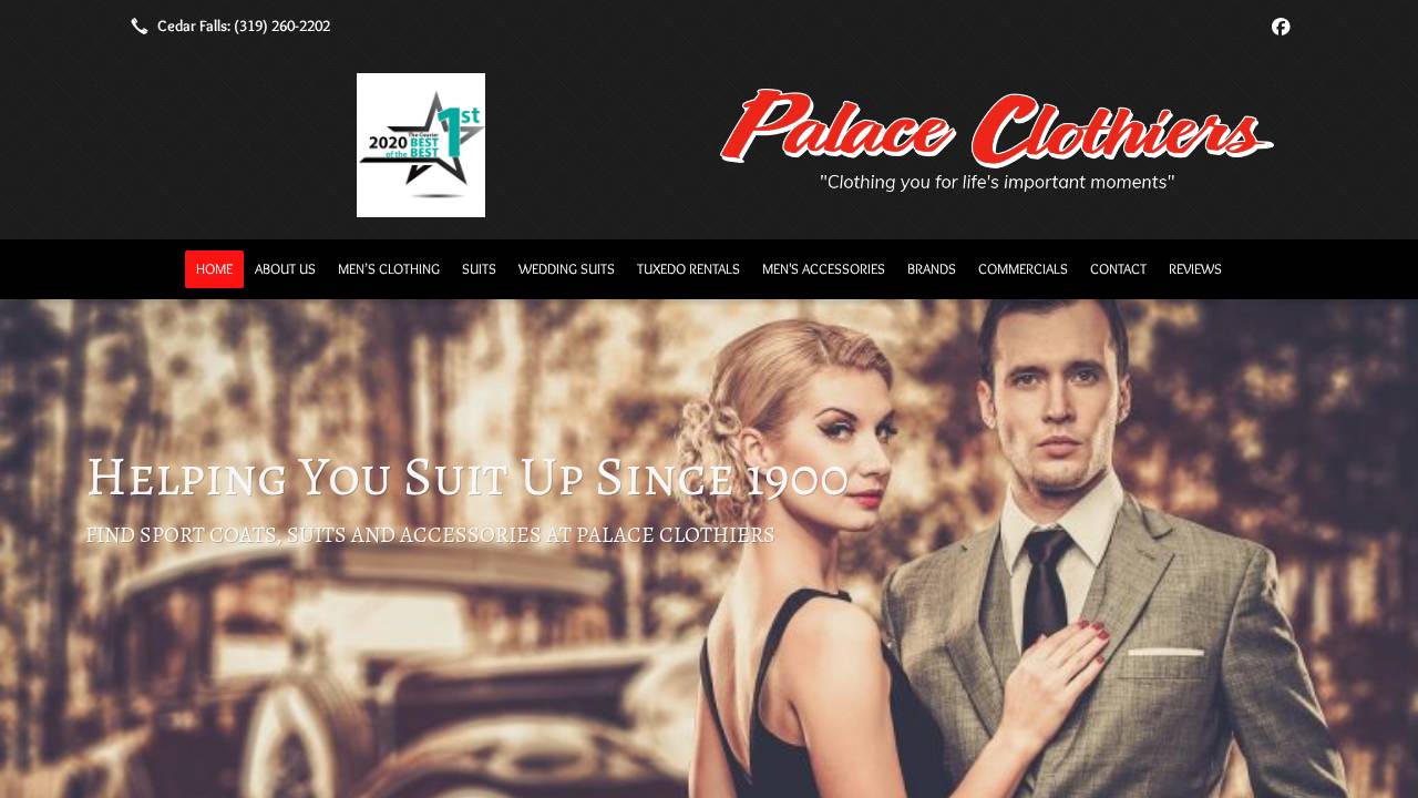 Palace Clothiers Inc website screenshot