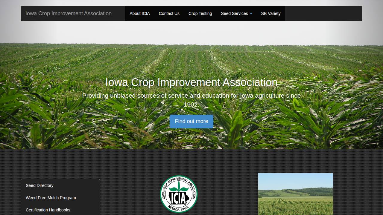 Iowa Crop Improvement Assn website screenshot
