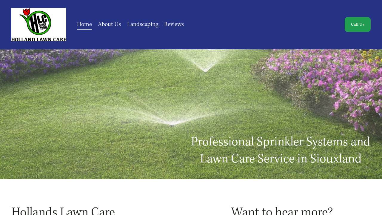 Holland's Lawn Care INC website screenshot