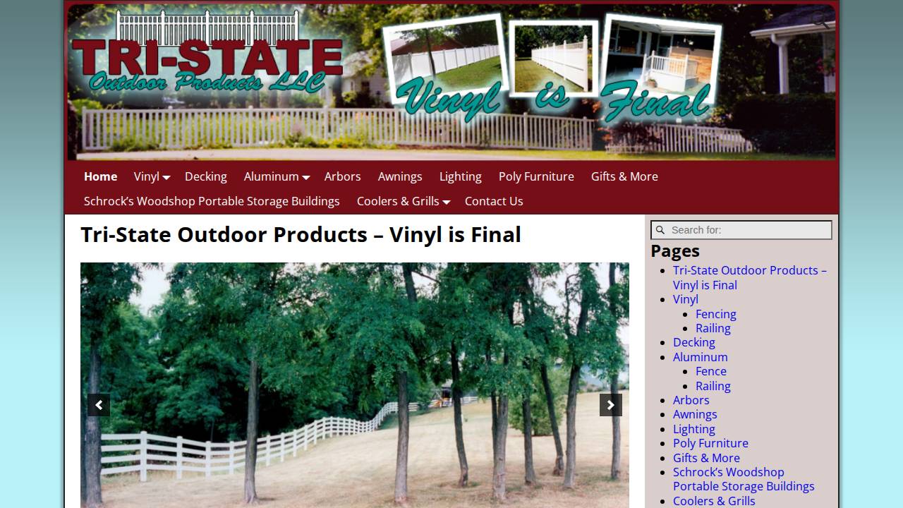 TRI State Outdoor Products website screenshot