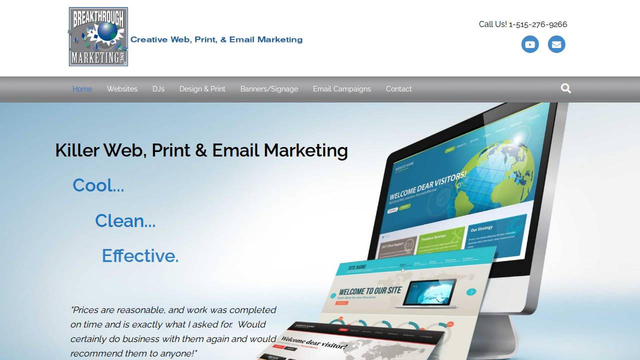 Breakthrough Marketing INC website screenshot