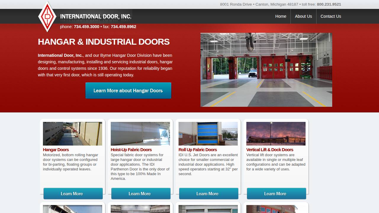 American Industrial Door Company website screenshot